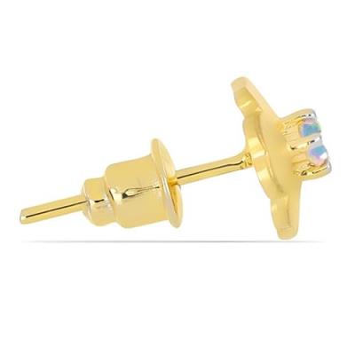 BUY NATURAL ORANGE ETHIOPIAN OPAL SINGLE STONE 14K GOLD EARRINGS